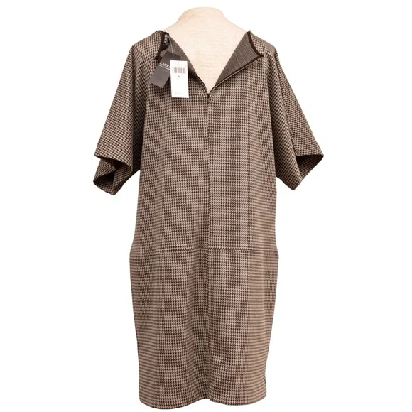 LAUREN RALPH LAUREN NWT Buckle Trim Houndstooth Jacquard Shift Dress Size Medium - Picture 10 of 15